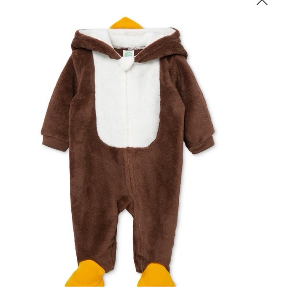 Little Me Brown and White Penguin Footie